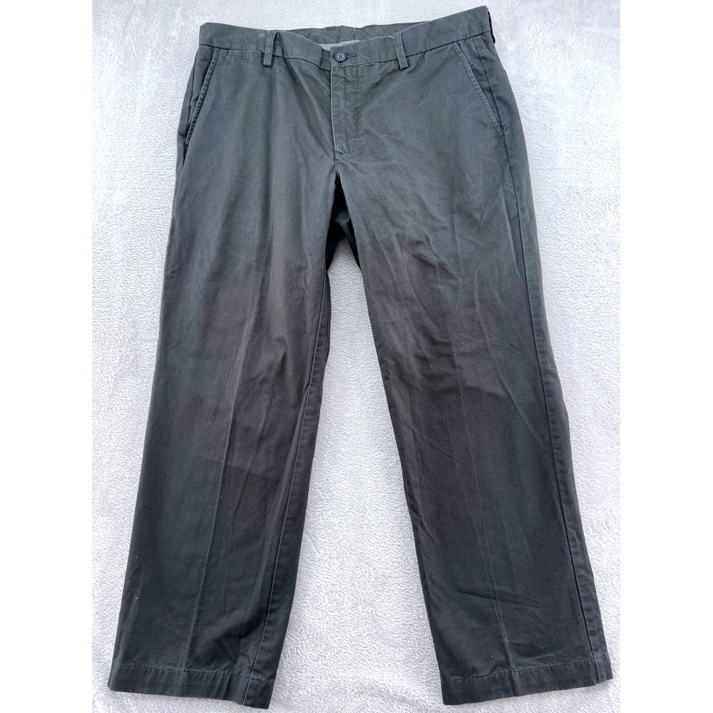 VTG Britches Pants 38x30Mens Black Cotton Chino Straight Leg Flat Front